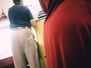 Obese Arab Marocain Arse forth Red Djellaba