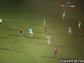 Old bitch has to get fucked by two men to pay off a bet she lost