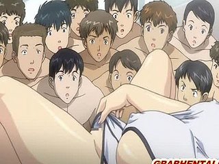 Zwangere hentai met enorme borsten geboord alle gat door tentakels