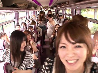 Absurd Orgy in a Invigorate Bus with Cock Sucking with the addition of Riding Japanese Sluts
