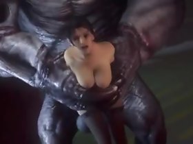 3D Monsters shacking up Kunoichi