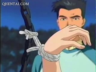Nudo anime unfocused ottiene cordata e gangbanged