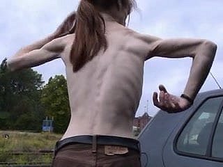 a skinny adult skirt down small shorn saggy tits