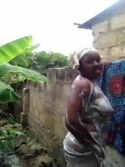african babe takes a shower